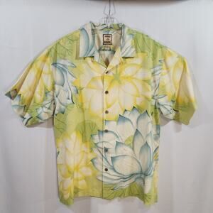 Vintage Tommy Bahama 100% silk floral button up short sleeve shirt men's size XL